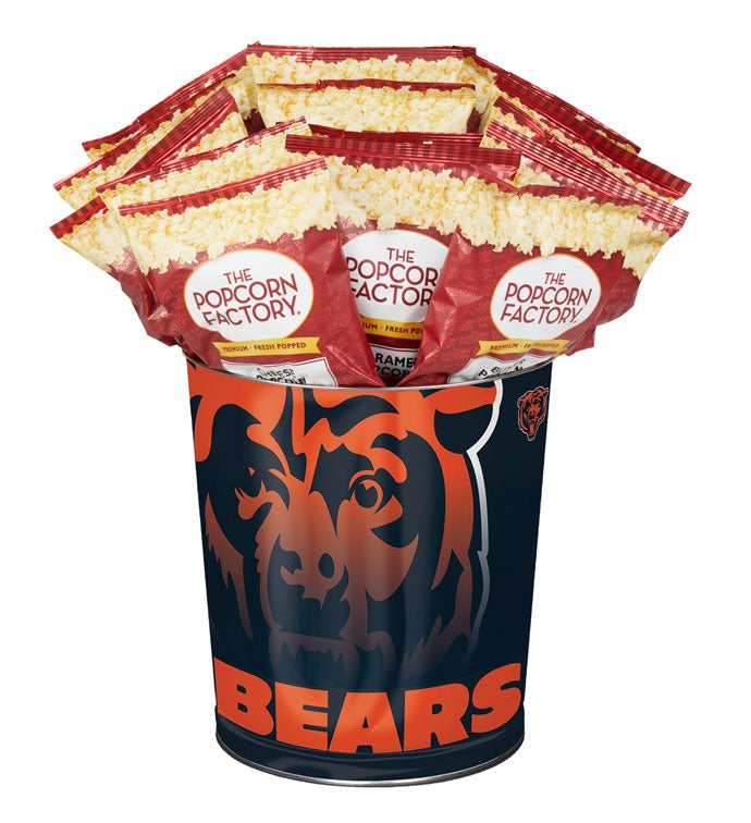 Chicago Bears Popcorn Tin with 15 Bags of Popcorn